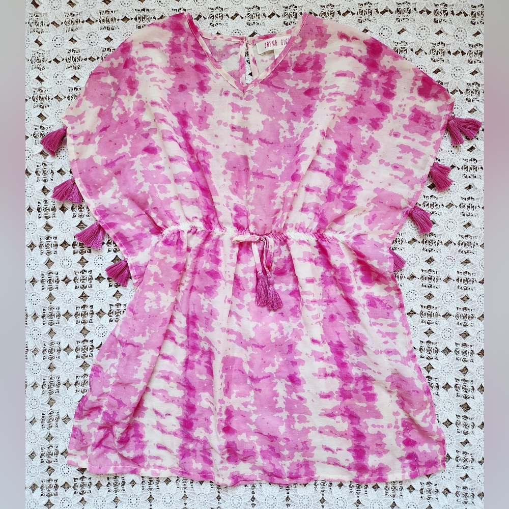 Japna Girls tie-dye tassel swim cover-up